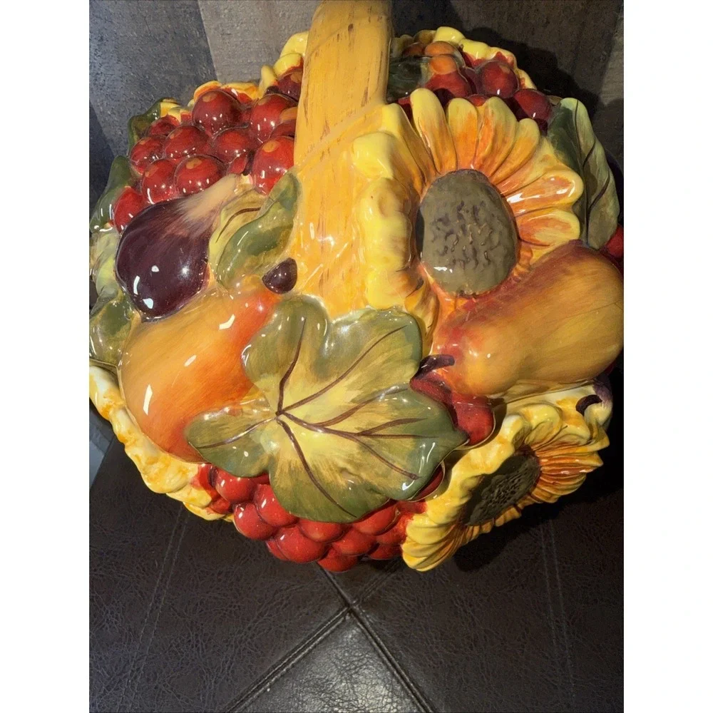 Vtg Certified International Pamela Gladding Windsor Fruit Basket Cookie Jar  12
